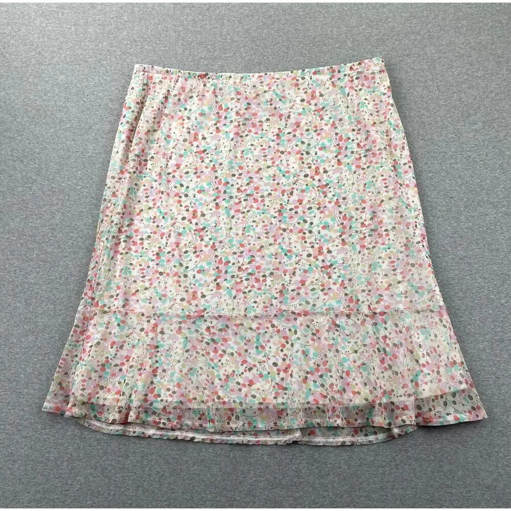 Vintage Y2K NY & Co Skirt XL Colorful Polka Dot Flare Hem Preppy Fairy Coquette